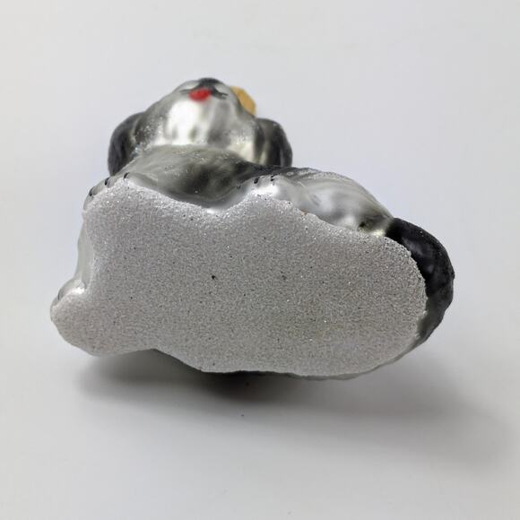 Shih Tzu Dog Handblown Glass Ornament Christmas Tree Black Silver Poland Glitter - Picture 6 of 11